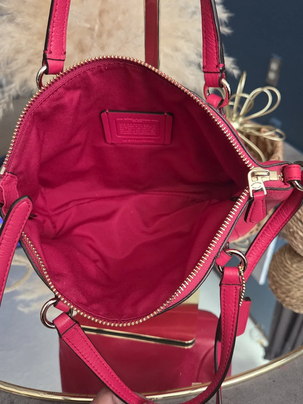 Coach Pebbled Leather Mini Kelsey Satchel Crossbody Pink/Fuchsia EUC